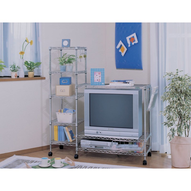 Iris Ohyama MR-3MR Metal Rack, Magazine Rack, Hook, Silver