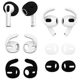 BLUEWALL Fit in Case Ear Covers Anti-Slip Ear Tips Compatible with AirPods 3, Fit in Case & Anti Slip Eartips Earbud Covers Tips Compatible with AirPods 3, 4 Pairs Black White