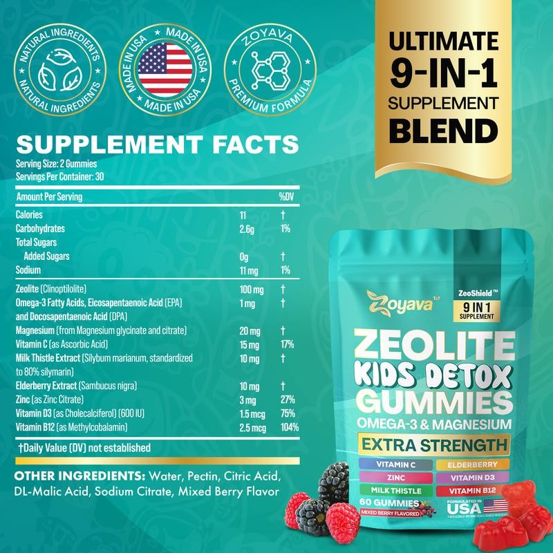Zeolite Kids Detox Gummies – Zoyava 9-in-1 Brain, Immune &
