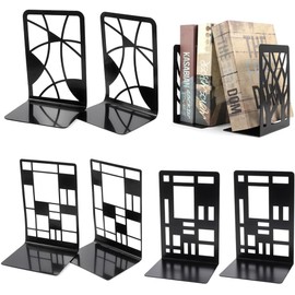 Sujetalibros De Metal, 3 Pares/6 Piezas Sujetalibros Extremos De Libro,Resistente para Estantes, Soportes De Libros para Estantes, Sujetalibros De Met