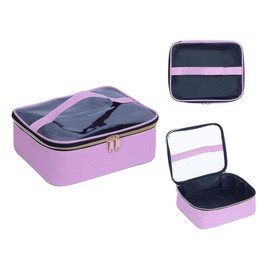 LANDFOBO Small Travel Makeup Bag Clear Cosmetic Toiletry Case Portable with Zipper for Organize Travel Samples, Cosmetics, Skincare Products, etc,(Pink)