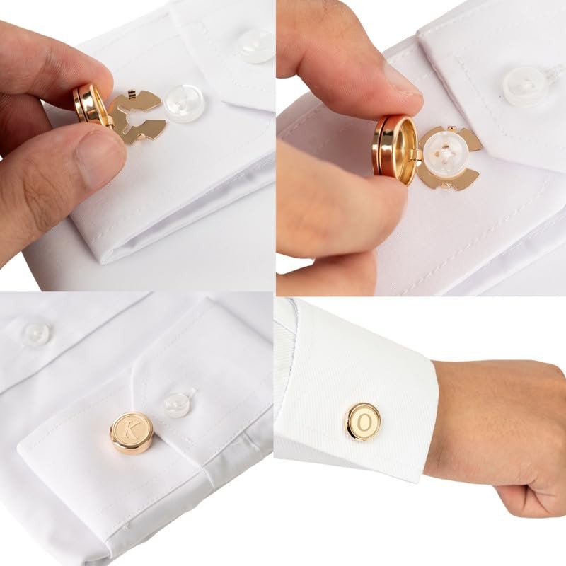 UUIOUOIUU Silver cufflinks Initial cufflinks for men shirts button covers