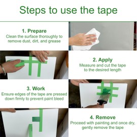 Painter's Tape Green Masking Tape for General Painting Tape, 60-Yard in Length (3" x 60 Yards - 6 Rolls Per Pack)