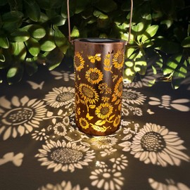 OMRAYTU Hanging Solar Lanterns Outdoor Waterproof Sunflower Solar Lights Metal Outdoor Decor for Garden, Backyard, Tree, Porch, Birthday Gifts for Women Mom Grandma Friends (1 Pack)