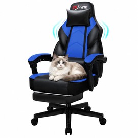 DL-win Gaming Chairs for Adults, Computer Chair with Footrest & Massager, Big and Tall Gaming Chair with Swivel，PU Leather Video Gaming Chair's Gamer Chair for Gamings Rocker Secret Lab, Royal Blue