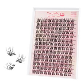 YOONOYA Wispy Lash Clusters 140 Pcs 12mm Mix Eyelash Clusters C Curl Cluster Eyelash Extensions Natural Wispy Cluster Lashes Reusable Individual Invisible Band Lash clusters (QX-12mm)