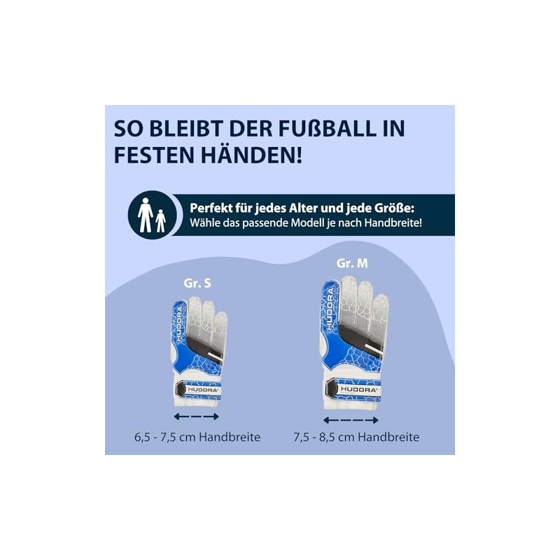 HUDORA Torwarthandschuhe Kinder Gr√∂√üe S/M - Klassik Tormann Handschuhe