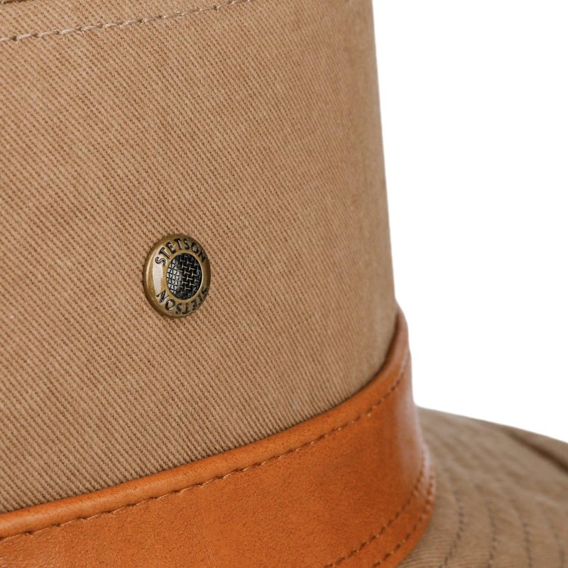 Stetson Chino Twill Bucket Fabric Hat UV Protection Leather Strap