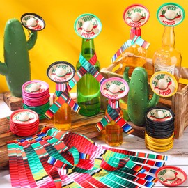 Panitay Mexico Party Favors Mini Sombrero Hats with Mexican Beer Poncho Mini Serapes Mexican Decorations for Bottles Cinco De Mayo Party Supplies (100 Pcs)