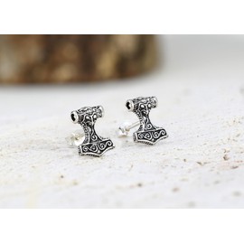 Mighty Thor's Hammer Mjöllnir .925 Sterling Silver Stud Earrings