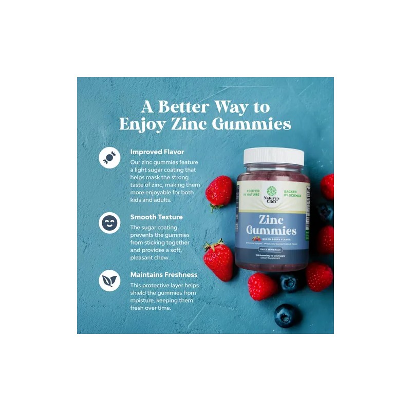 Natures Craft Gomitas De Zinc Para Adultos - 50 Mg