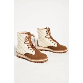 Cecelia New York River Nutella Lace Up Quilted Combat Boot Flat Ankle Booties