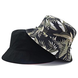 X-cross Reversible Bucket Hat, Large Size, 2 Sizes, Men's, Outdoor Use, Everyday Use, black/leaf