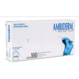 Ambiderm Guantes descartables antideslizantes Ambiderm Soft color azul talle XS de nitrilo x 100 unidades