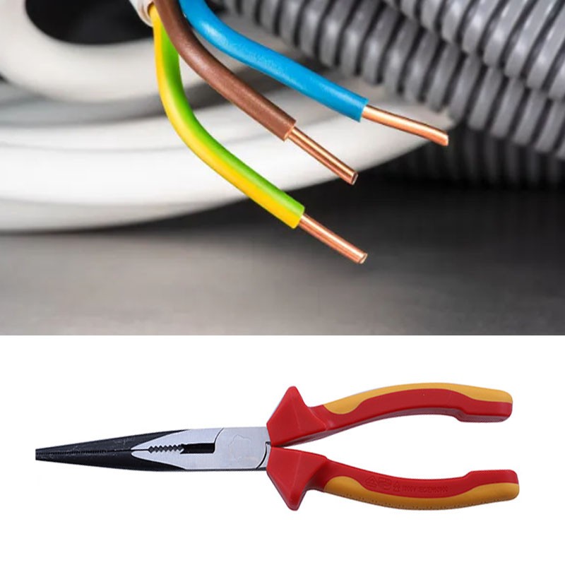 8 Inch Insulated Nose Pliers High Voltage Resistant 1000V Chrome