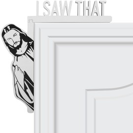 Upgraded Large Creative Door Corner Decor 12 x 11 Inch Funny Home Decor I Saw That Door Sitter Hanger Wood Frame Corner Decoration for Home Door Corner Mirror Cabinet and More-Left