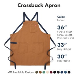hedley & bennett Crossback Chef Apron – Professional Kitchen Apron for Men & Women – 100% Cotton Canvas, 8oz Fabric – Denver Brown