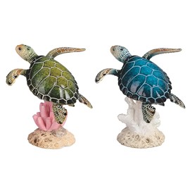 ICE ARMOR 2-PC Set 3" H Sea Turtle Figurine Statue Sculpture Ornament Decoration Home/Room Decor Ideas for Housewarming, Holidays and Birthdays Great Collectible Addition