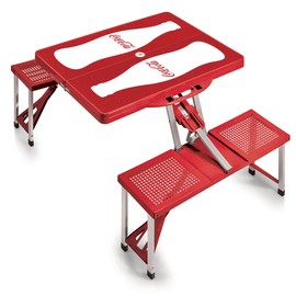 ONIVA - a Picnic Time brand - Coca-Cola Bottle Folding Picnic Table - Camping Table - Outdoor Table with Umbrella Hole, (Red).