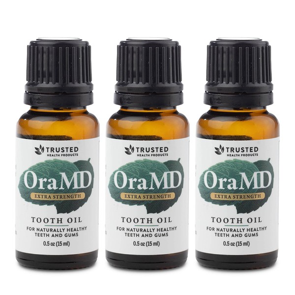 OraMD Extra Strength (3) - Natural Solution for Healthy Teeth & Healthy Gums - Original Tooth Oil with Essential Oils - Toothpaste & Mouthwash Alternative