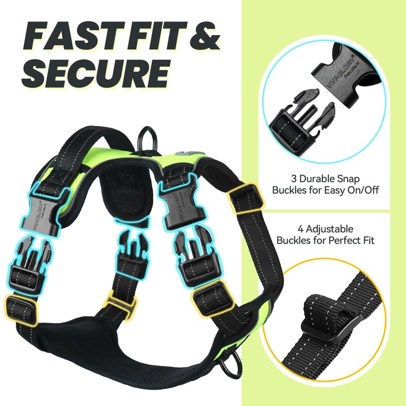 VIVAGLORY Easefit Dog Harness for Walking Hunter & Training, No