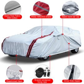 Waterproof Car Covers Replace for 2007-2024 Subaru Impreza WRX Sti, 6 Layers All Weather Custom-fit Car Cover with Zipper Door & 18 Ponit Windproof Bands for Snow Rain Dust Hail Protection