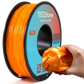 TEQStone TPU Filament 1.75mm New Orange 1Kg Spool 95A Flexible Soft 3D Printer Filament Consistent Diameter +/-0.03mm in Vacuum Package