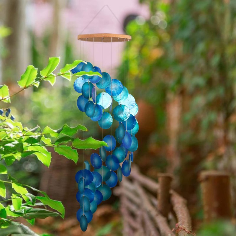 ART-CRAFT Capiz Shell Chain Garland Spiral Blue as Hanging Decoration