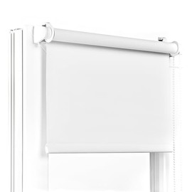 Fenster DEKOR - Roller Blinds for Windows No Drilling White - Blackout Roller Blind W 110 x H 120 cm - Clamping Roller Blind Blackout - Window Blind for Balcony Doors - Blackout Roller Blind Easy to