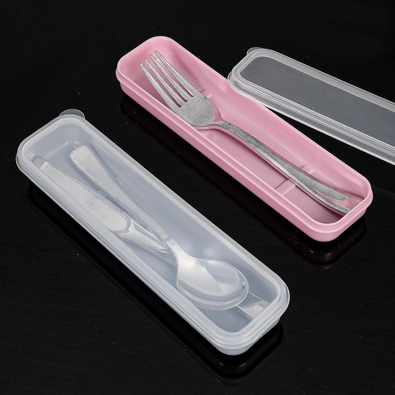 3-Piece Portable Cutlery Set with Lid - 8in Travel Utensil