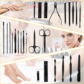 OranSee Kit de Manicura y Pedicura Profesional, 36 en 1 Herramientas para Uñas, Manicura Set para Pies y Manos, con Cortaúñas, Lima de Uñas, Gancho para Las Orejas, Tijeras para Las Cejas, Amarillo