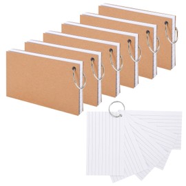 Candcamp Flash Cards,300 PCS Revision Cards White Ruled Index Cards with Binder Ring Blank Flash Cards Record Cards for Office School Home Study
