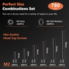 780Pcs M2 Nuts and Bolts Set, Black Hex Socket Head