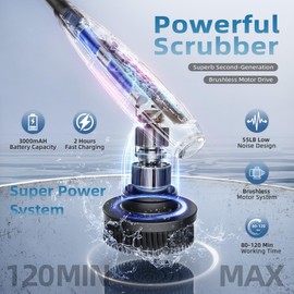 Electric Spin Scrubber: Cordless Cleaning Shower Brush, Bathroom Cleaner Brush with Adjustable Long Handle for Shower Tile Bathtub