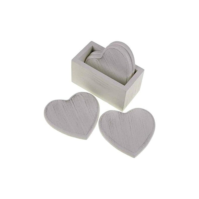 shabby chic & vintage Set of white heart coasters
