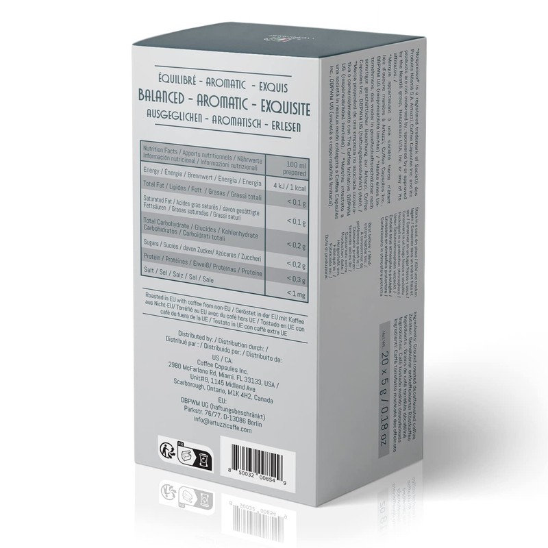 Artuzzi 120ct Decaf Espresso Pods For Nespresso Compatible Capsules Machines