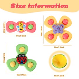 Harrycle Harrycle 6 Pieces Suction Cup Spinner Toy Sea Theme Sensory Bath Spinner Toys Bear Butterfly Suction Cups for Birthday Learning Game and Party Supplies