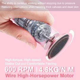HayZBao Electric Foot Callus Remover - Callus Remover for Feet,Professional Pedicure Tool for Dead Skin and Calluses,Adjustable Speed Electric Foot File with 60 Pcs Sandpaper Discs - Pink