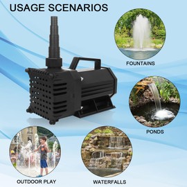 BARST 3000GPH Submersible Water Pump High Flow UL Certified Pond Pump Waterfall Pumps Submersible Outdoor Water Fountain Pump with Pump Barrier Bag (3000GPH-230W-BLACK)