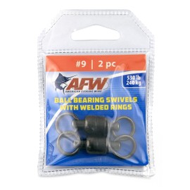 AFW Solid Brass Ball Bearing Swivels with Double Welded Rings, Size #9, 530 lb Test, Gunmetal Black, 2 pc