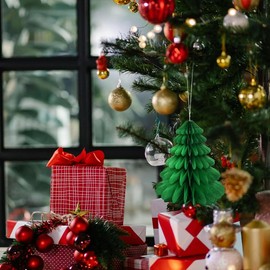 3D Paper Ornaments for Christmas Tree Centerpiece Table Decorations Ceiling Indoor Christmas Tree Hanging Ornaments Xmas Party Supplies Table Top Christmas Decor Festival Holiday Ornament for Tree