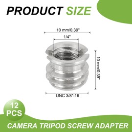 PATIKIL 1/4" Female to 3/8" Male Conversion Screw Adapter Set of 12 for Tripod Camera Monopod Video DSLR SLR Microphone Stand Silver