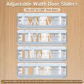 4 Pack Sliding Closet Door Floor Guides with Carpet Risers, Adjustable Sliding Closet Door Guide Fit 3/4'' to 1-3/8'' Thick Doors, White and Metallic