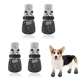 2 Pairs Dog Socks, Paws Stop Licking, Pet Paw Protector Dog Boots Socks, Adjustable for Puppy Small Medium Large Dogs, (Black, L)