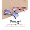 Feisedy Ladies Classic Rimless Metal Frame Diamond Cut Sunglasses, B2567