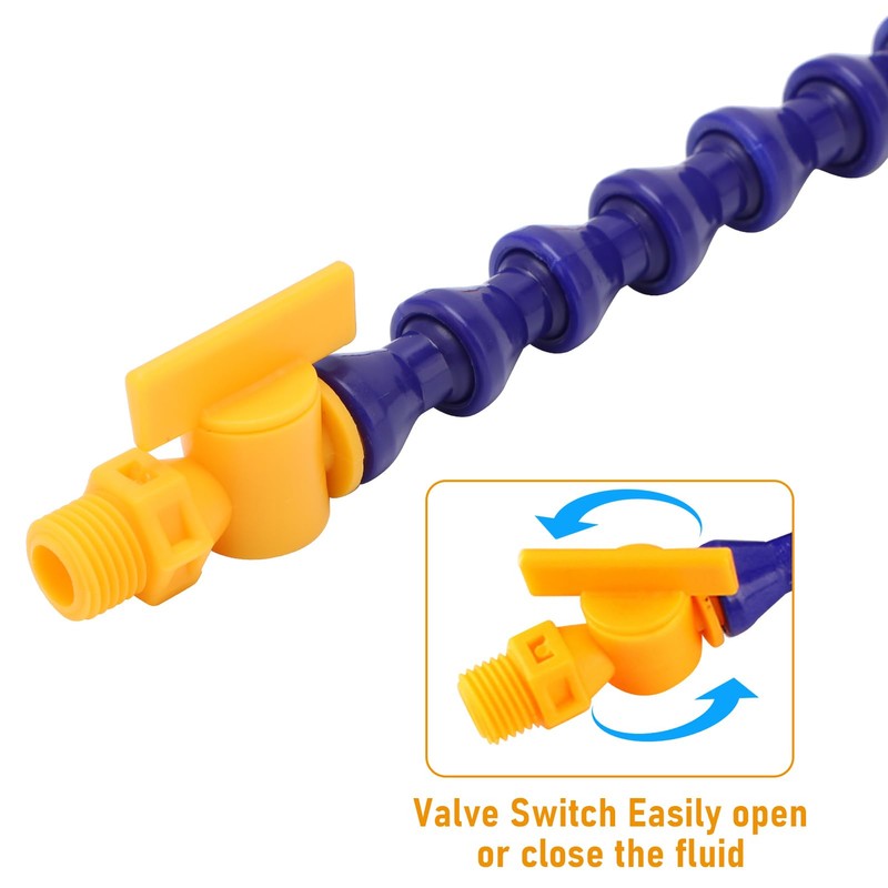 Flexible Coolant Hose, 6pcs Round Nozzle 1/4inch PT Plastic Flexible
