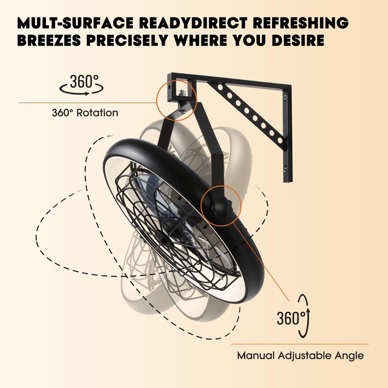 Fansconce Fansconce Wall Mounted Fan with Lights, 23 Wall Mount