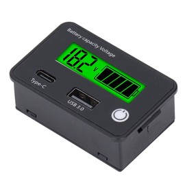 Battery Monitor Dual Interface DC8 to 30V LCD Digital Battery Capacity Percentage Voltage Monitor Meter for Car Golf Cart