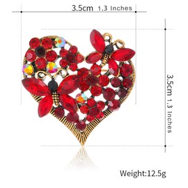 FAIRYGATE Crystal Brooch Women's Brooches & Pins Vintage Butterfly Heart Brooch Christmas Lapel Pin Gift for Women Ladies Jewelry，B3406
