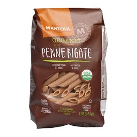 Mantova Italian Organic Whole Wheat Penne Rigate Pasta 100% Durum Semolina Organic Penne - 16 Oz (Pack Of 6) - Product Of Italy